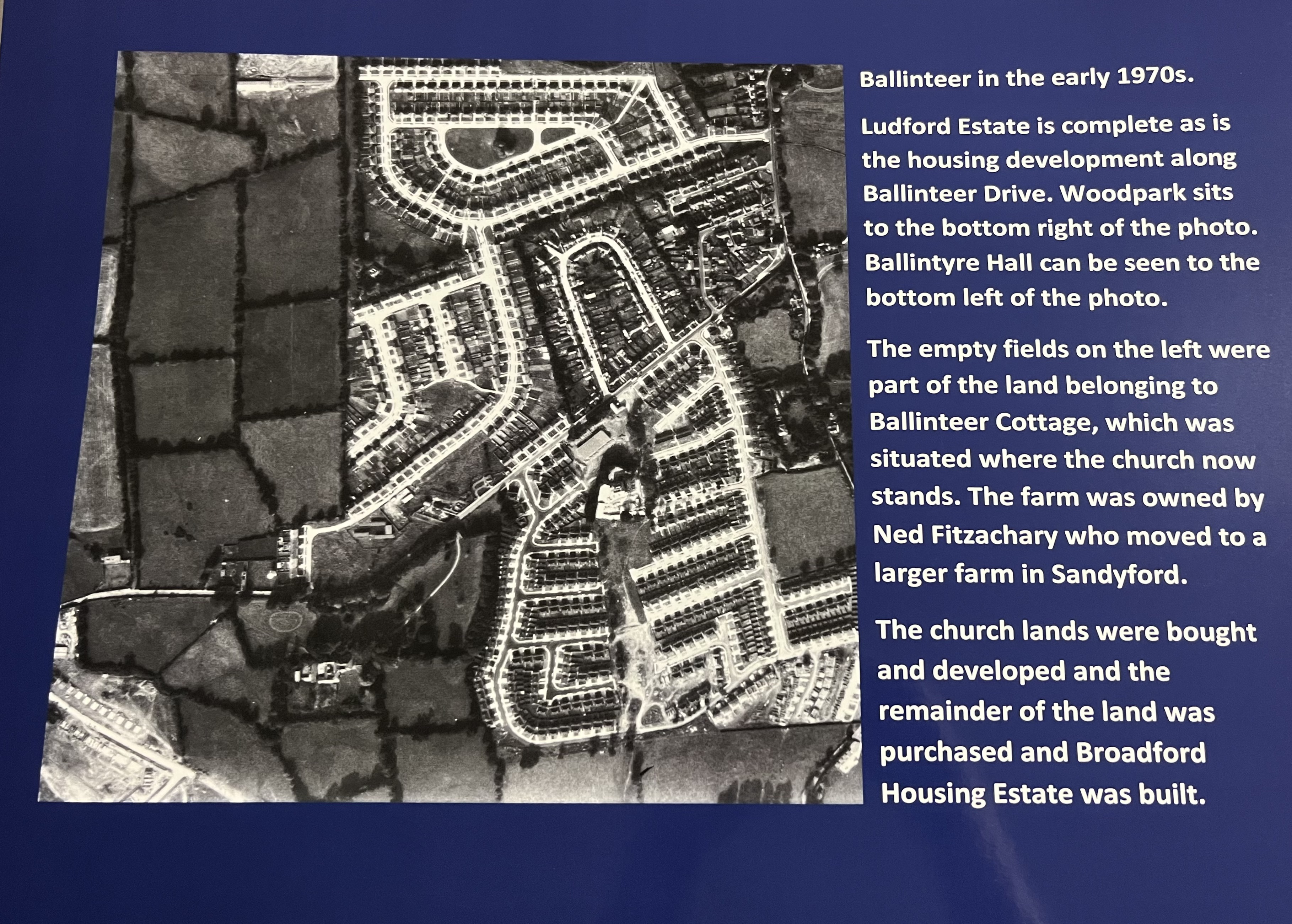 Aerial photograph of Ballinteer in the early 1970s showing the new housing estates being built