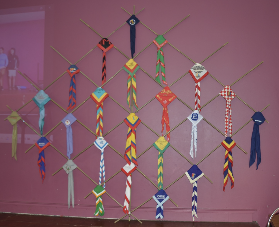 A display of Scout neckers at the 50th anniversary evening